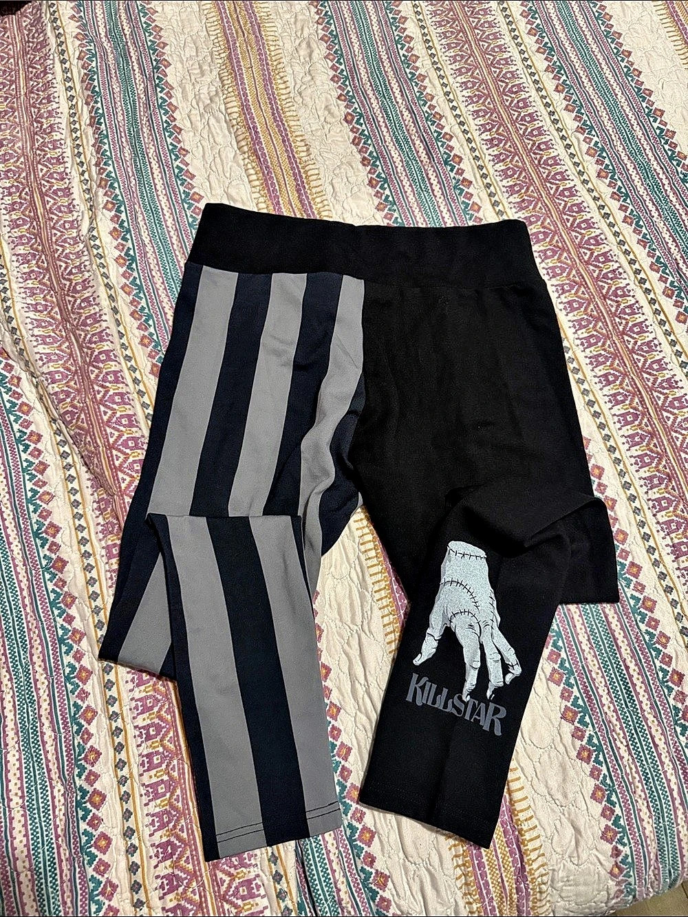 Killstar Wednesday x Killstar I'm Saaaorry Leggings Black & Gray